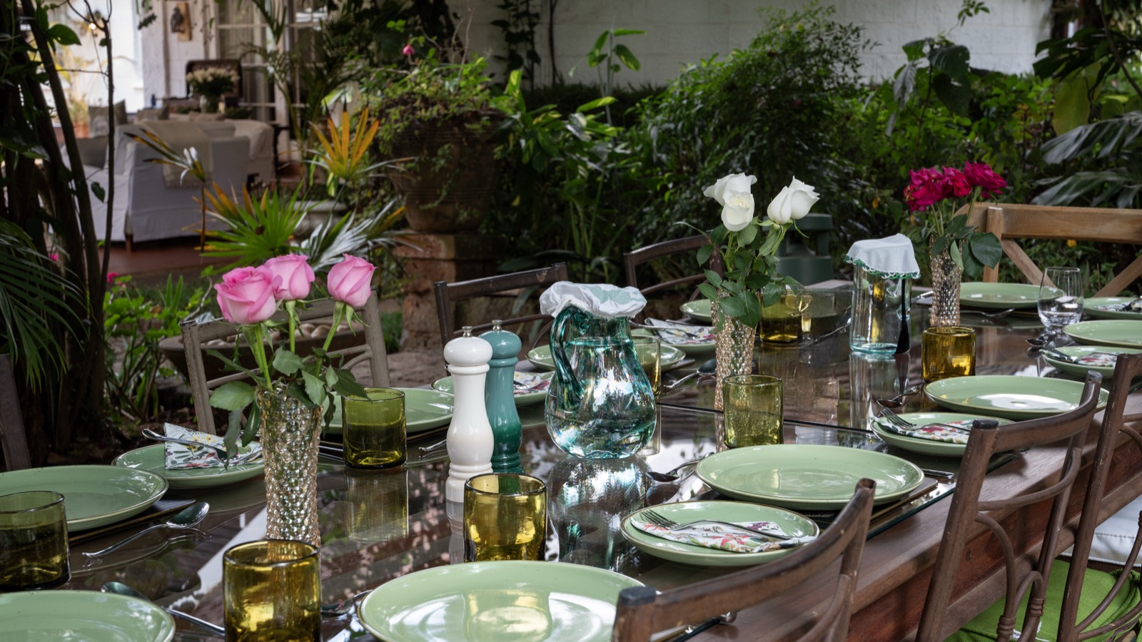 A table laid for lunch in the garden