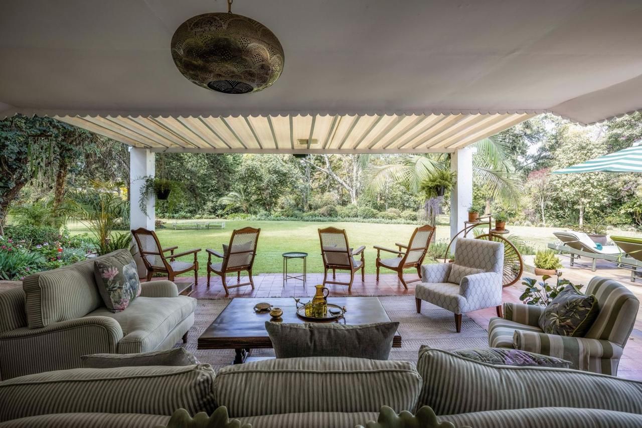 The view over the gardens from the veranda